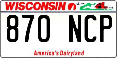 WI license plate 870NCP