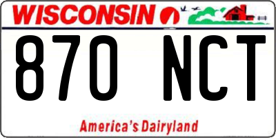 WI license plate 870NCT
