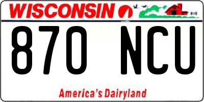 WI license plate 870NCU