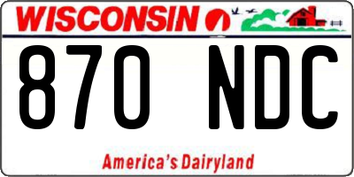 WI license plate 870NDC