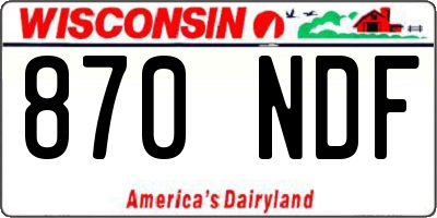WI license plate 870NDF