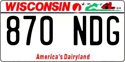 WI license plate 870NDG