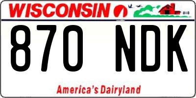WI license plate 870NDK