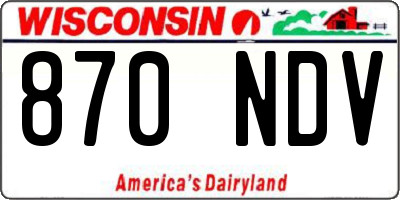 WI license plate 870NDV