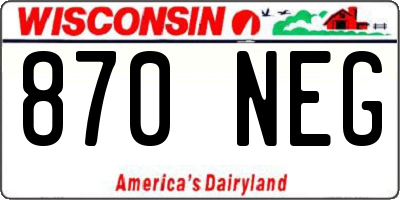 WI license plate 870NEG