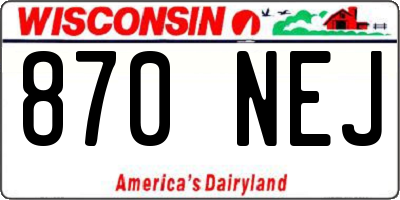 WI license plate 870NEJ