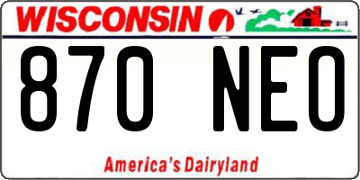 WI license plate 870NEO