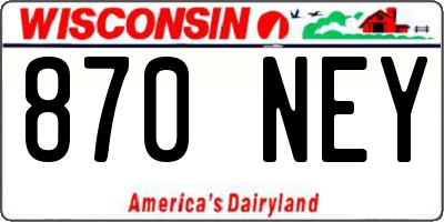 WI license plate 870NEY
