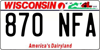 WI license plate 870NFA