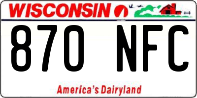 WI license plate 870NFC