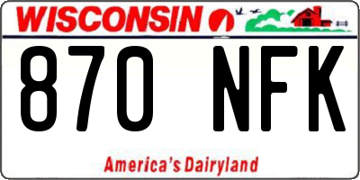 WI license plate 870NFK