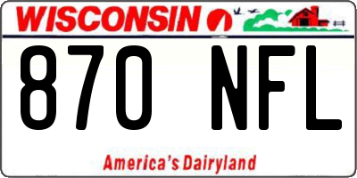 WI license plate 870NFL