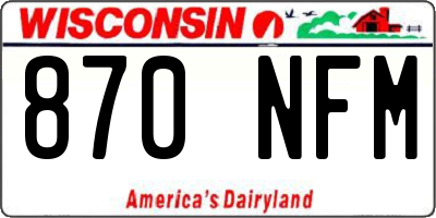 WI license plate 870NFM