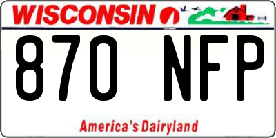 WI license plate 870NFP