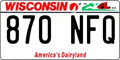 WI license plate 870NFQ