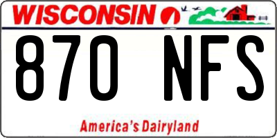 WI license plate 870NFS