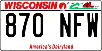 WI license plate 870NFW