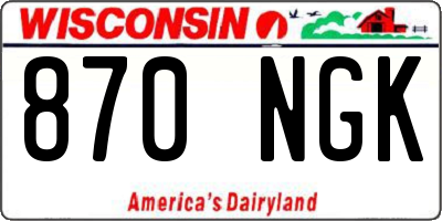 WI license plate 870NGK