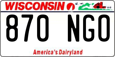 WI license plate 870NGO