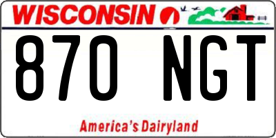 WI license plate 870NGT