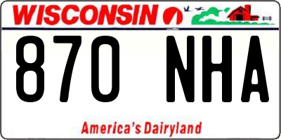 WI license plate 870NHA