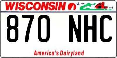 WI license plate 870NHC