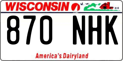 WI license plate 870NHK