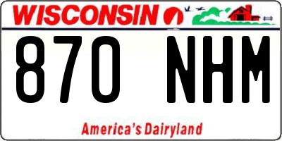 WI license plate 870NHM