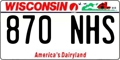 WI license plate 870NHS