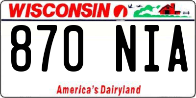 WI license plate 870NIA