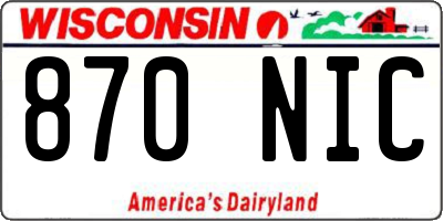 WI license plate 870NIC