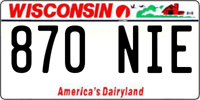 WI license plate 870NIE