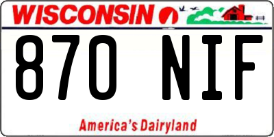 WI license plate 870NIF