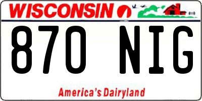 WI license plate 870NIG