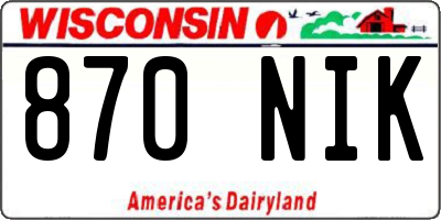 WI license plate 870NIK
