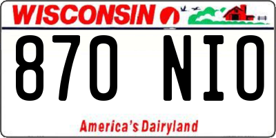 WI license plate 870NIO