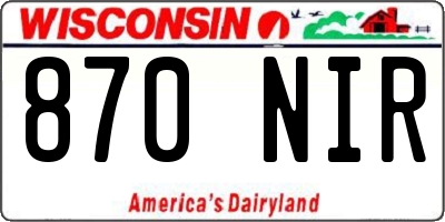 WI license plate 870NIR