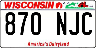 WI license plate 870NJC