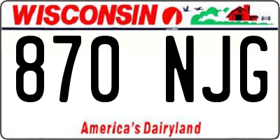 WI license plate 870NJG
