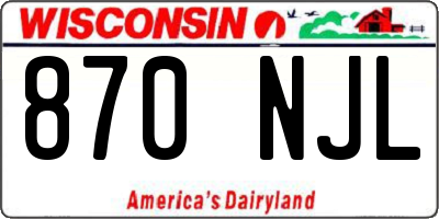 WI license plate 870NJL