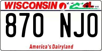 WI license plate 870NJO