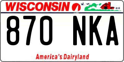 WI license plate 870NKA