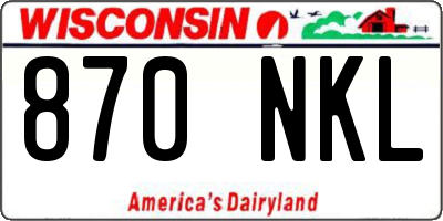 WI license plate 870NKL