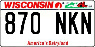 WI license plate 870NKN