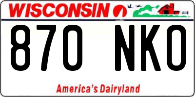 WI license plate 870NKO