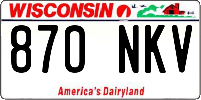WI license plate 870NKV