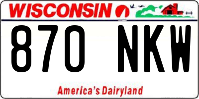 WI license plate 870NKW