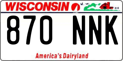 WI license plate 870NNK