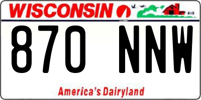 WI license plate 870NNW