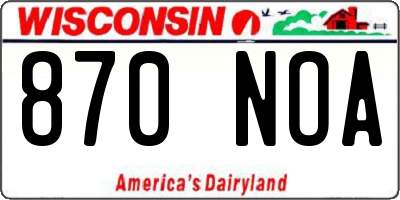 WI license plate 870NOA